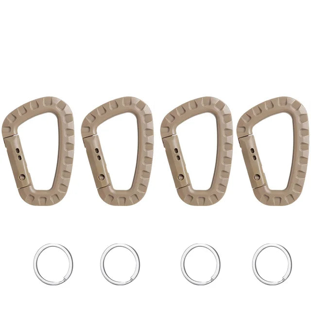 4-Piece Tactical Steel Carabiner Set - Outdoor Camping Hooks & Daily Keychain Clips