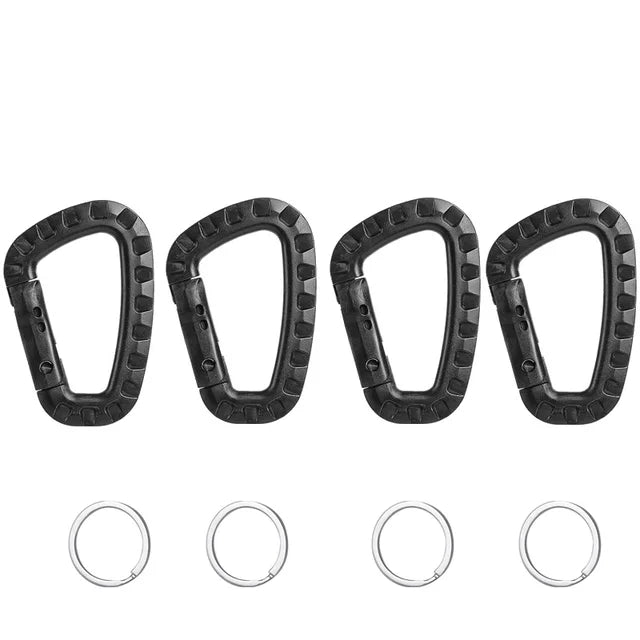 4-Piece Tactical Steel Carabiner Set - Outdoor Camping Hooks & Daily Keychain Clips
