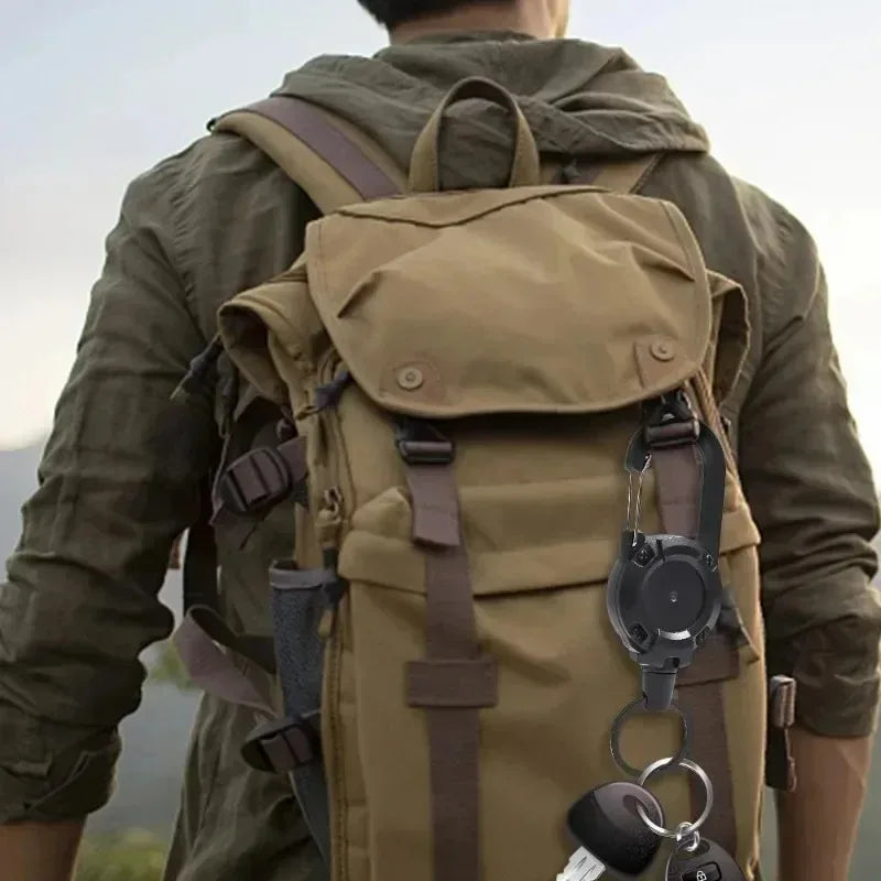 Automatic Retractable Wire Rope Luya Anti-Theft Tactical Keychain Telescopic Belt Keyring Outdoor Carabiner Hook Backpack Buckle
