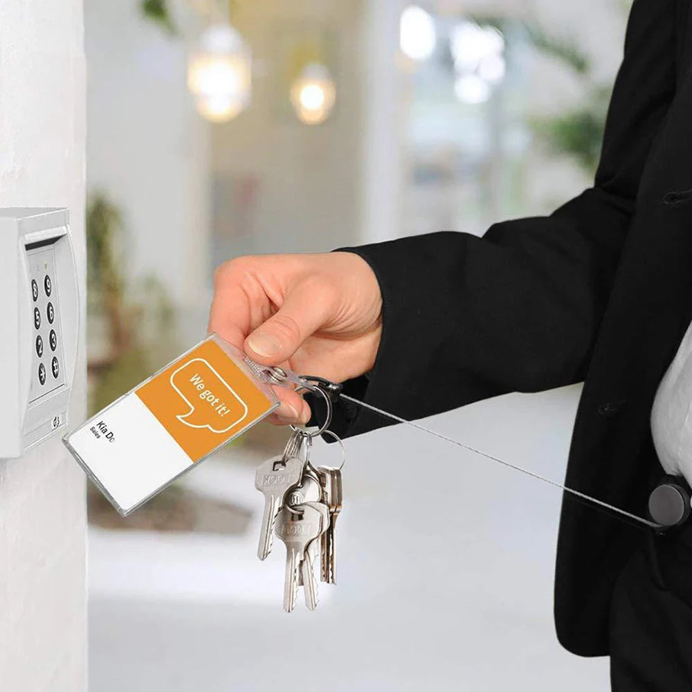 Retractable Metal Wire Keychain - Anti-Lost ID Card Holder & Telescopic Organizer