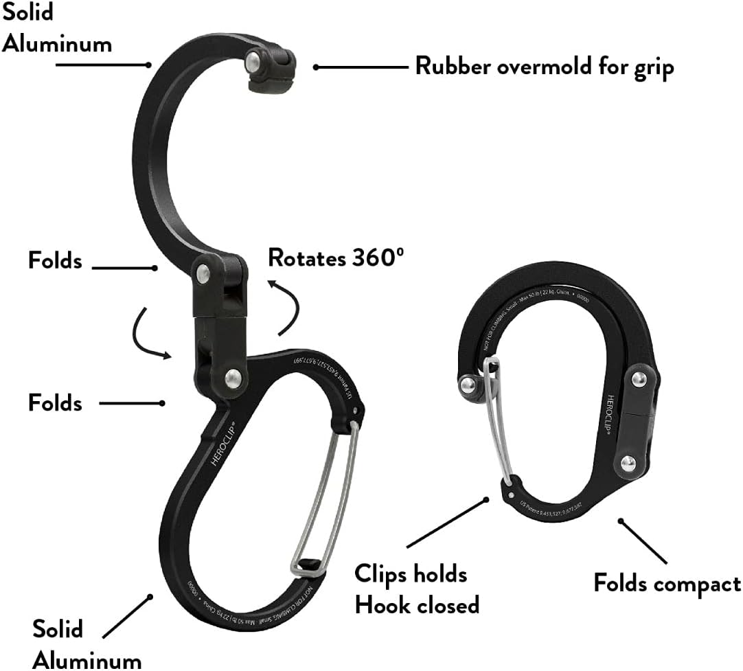 HEROCLIP Mini Carabiner Gear Clip and Hook for Versatile Hanging Solutions