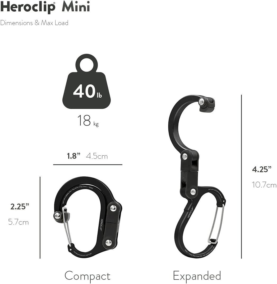 HEROCLIP Mini Carabiner Gear Clip and Hook for Versatile Hanging Solutions