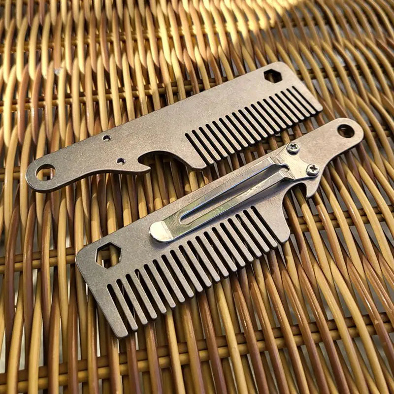 EDC Mini Portable Titanium Alloy Comb EDC Super Light Titanium Comb Hair Cutting EDC Outdoor Small Accessories