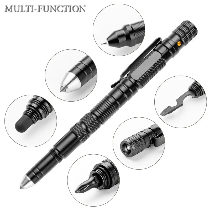 10-in-1 Tactical Pen - Essential Survival Tool with Flashlight, Screwdriver, Bottle Opener, and Self-Defense Features for Any Emergency