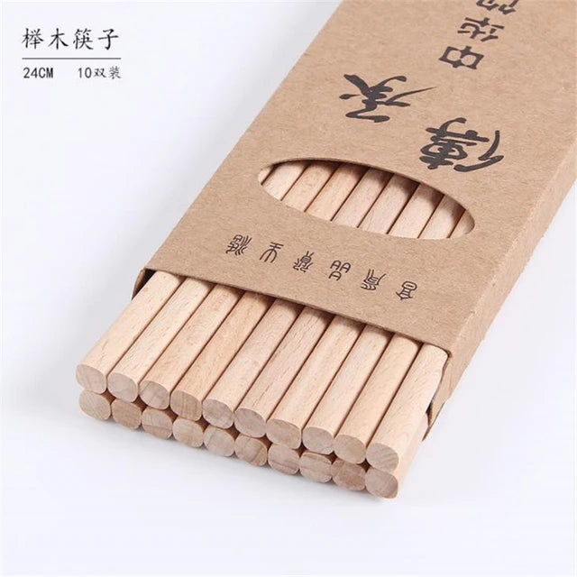 10 Pairs Reusable Bamboo Chopsticks - Eco-Friendly Natural Wood Tableware