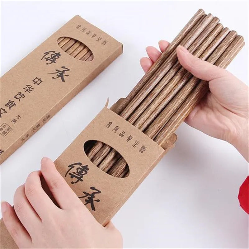 10 Pairs Reusable Bamboo Chopsticks - Eco-Friendly Natural Wood Tableware