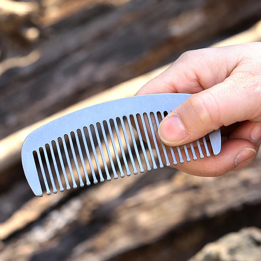 Lixada Titanium Comb Anti-Static Hair Beared Comb Pocket Comb EDC Super Light Titanium Comb Camping Equipment 2024