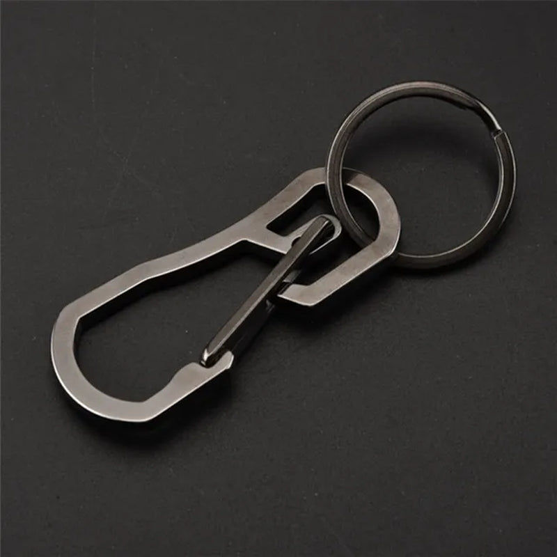 Heavy Duty Stainless Steel Carabiner Keychain - Quick Release Hooks with Key Ring for Outdoor Travel & Camping