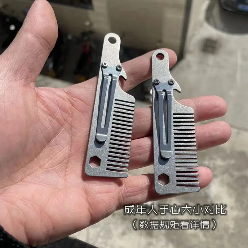 EDC Mini Portable Titanium Alloy Comb EDC Super Light Titanium Comb Hair Cutting EDC Outdoor Small Accessories