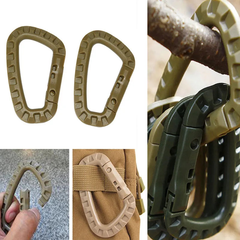 4-Piece Tactical Steel Carabiner Set - Outdoor Camping Hooks & Daily Keychain Clips