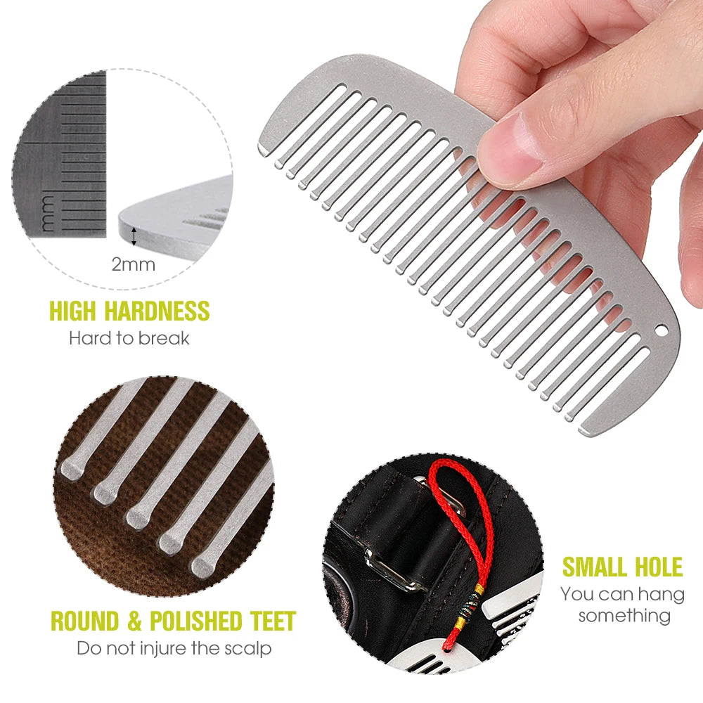 Lixada Titanium Comb Anti-Static Hair Beared Comb Pocket Comb EDC Super Light Titanium Comb Camping Equipment 2024