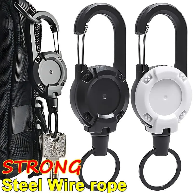 Automatic Retractable Wire Rope Luya Anti-Theft Tactical Keychain Telescopic Belt Keyring Outdoor Carabiner Hook Backpack Buckle