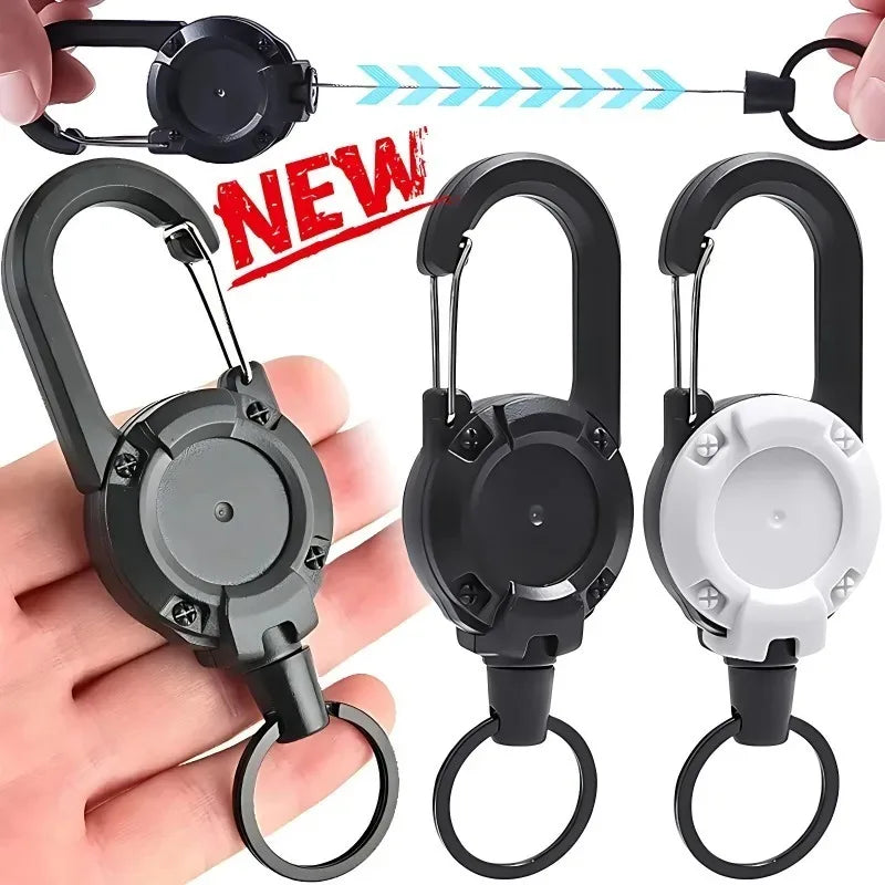 Automatic Retractable Wire Rope Luya Anti-Theft Tactical Keychain Telescopic Belt Keyring Outdoor Carabiner Hook Backpack Buckle