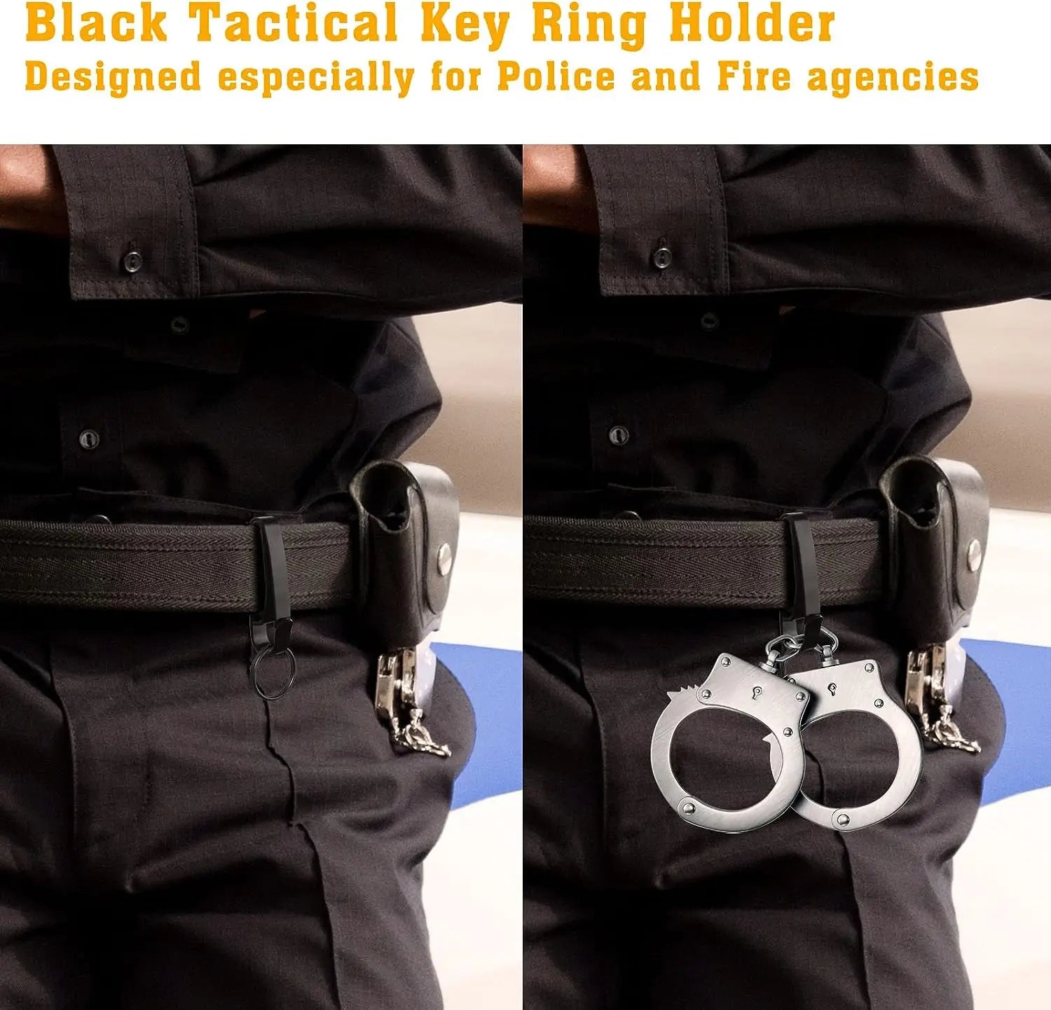 EDC Tactical Stealth Key Ring Holder Special for Police and Fire Agencies Duty Belt Double Side Quick Release Detachable Keyring