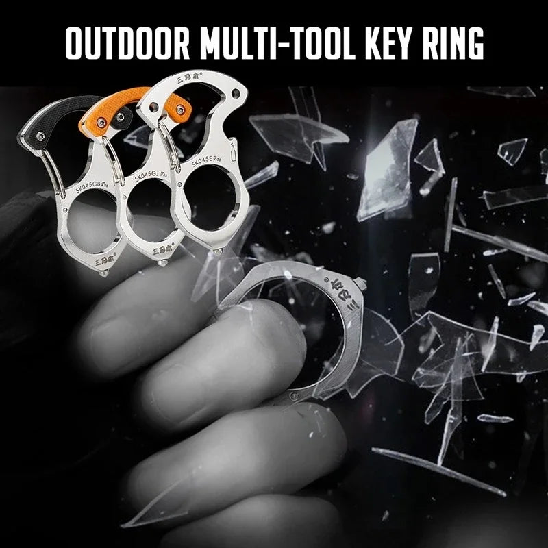 Multifunctional Outdoor Tools Key Chain - Camping Survival, Self-Defense Buckle, Car Window Breaker, Key Ring Pendant