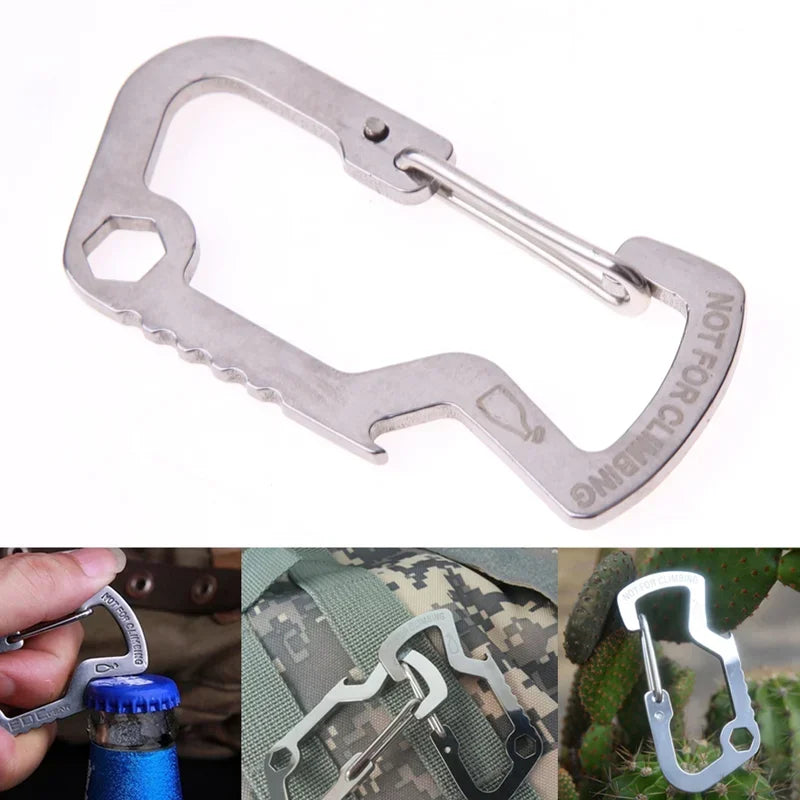 Multipurpose Quickdraw Carabiner Buckle - Outdoor Keychain Multi Tool for Camping, Hiking, Mountain Climbing