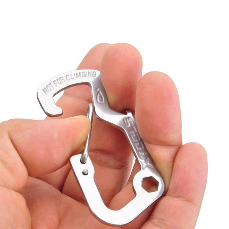 Multipurpose Quickdraw Carabiner Buckle - Outdoor Keychain Multi Tool for Camping, Hiking, Mountain Climbing