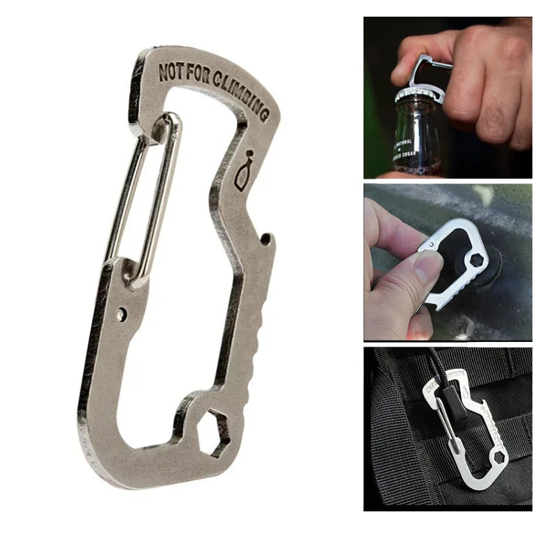 Multipurpose Quickdraw Carabiner Buckle - Outdoor Keychain Multi Tool for Camping, Hiking, Mountain Climbing