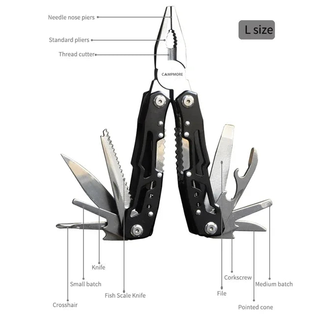 SurvivalPro Multitool: Portable Stainless Steel Folding Knife with Pliers for Outdoor Camping