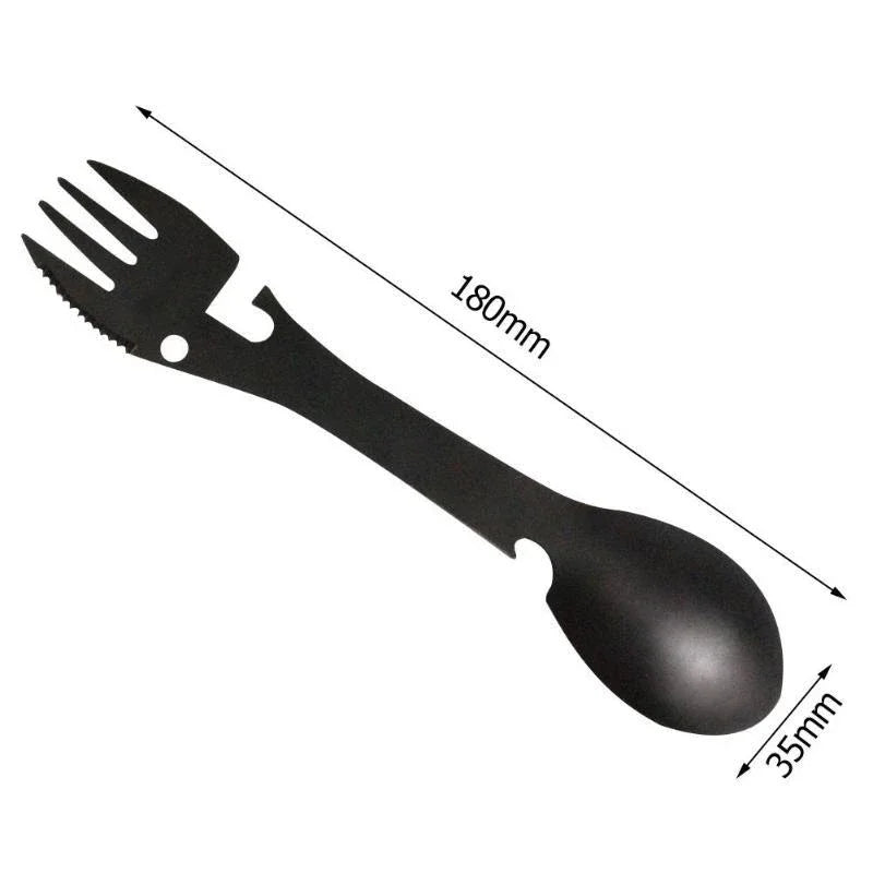 Outdoor Survival Tools 5 in 1 Camping Multi-Functional EDC Kit Practical Fork Knife Spoon Bottle/Can Opener Camping Hiking Gear