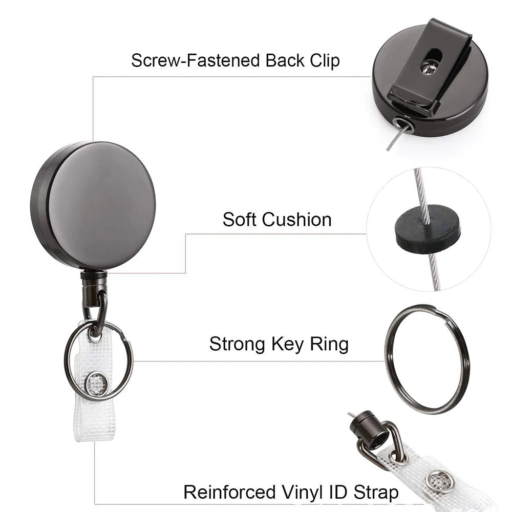 Retractable Metal Wire Keychain - Anti-Lost ID Card Holder & Telescopic Organizer