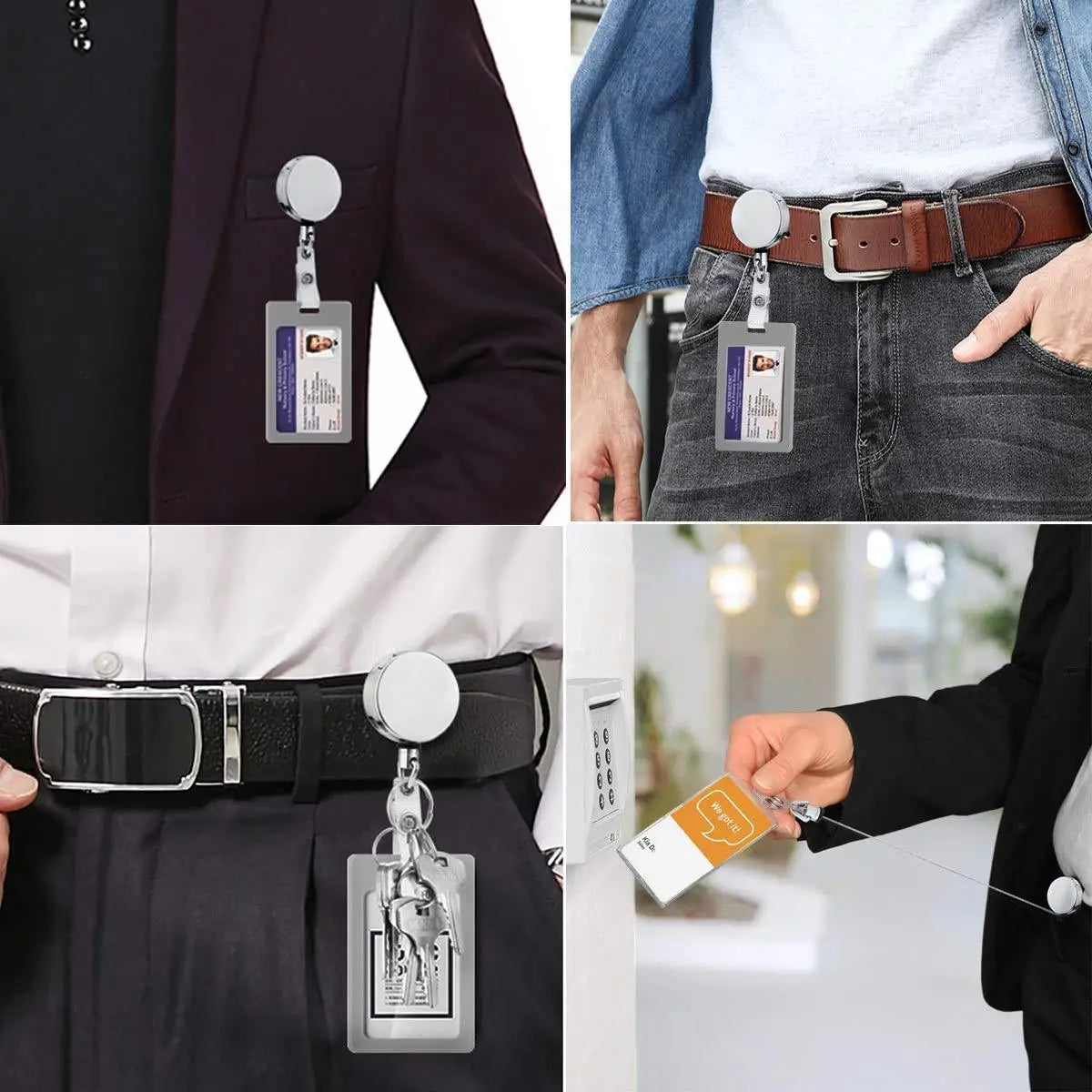 Retractable Metal Wire Keychain - Anti-Lost ID Card Holder & Telescopic Organizer