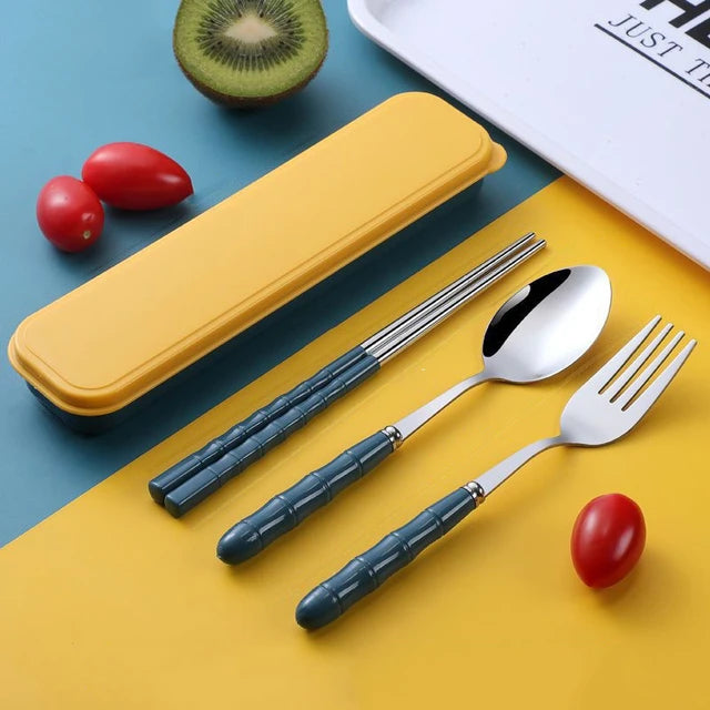 Reusable Spoon, Knife, Fork Set - Portable Cutlery with Case for Kids and Adults, Perfect for Picnic, Camping, Daily Use