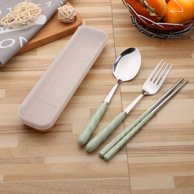 Reusable Spoon, Knife, Fork Set - Portable Cutlery with Case for Kids and Adults, Perfect for Picnic, Camping, Daily Use