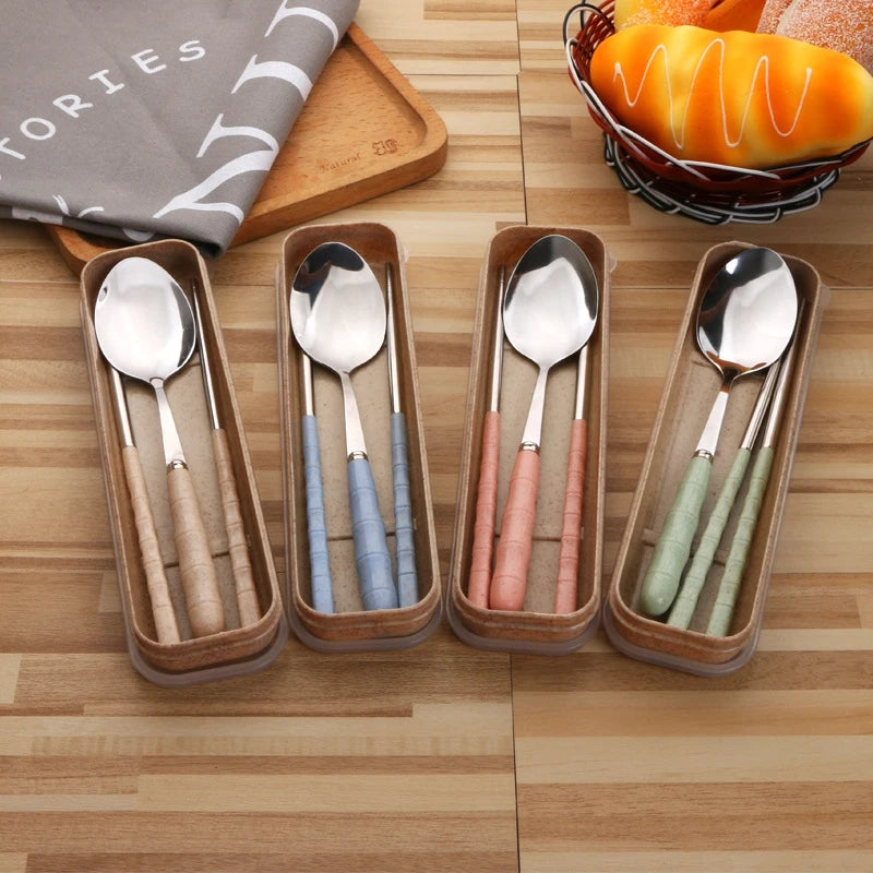 Reusable Spoon, Knife, Fork Set - Portable Cutlery with Case for Kids and Adults, Perfect for Picnic, Camping, Daily Use