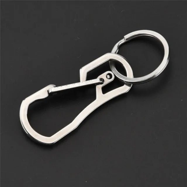 Heavy Duty Stainless Steel Carabiner Keychain - Quick Release Hooks with Key Ring for Outdoor Travel & Camping