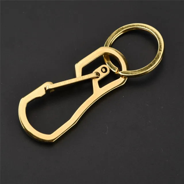 Heavy Duty Stainless Steel Carabiner Keychain - Quick Release Hooks with Key Ring for Outdoor Travel & Camping