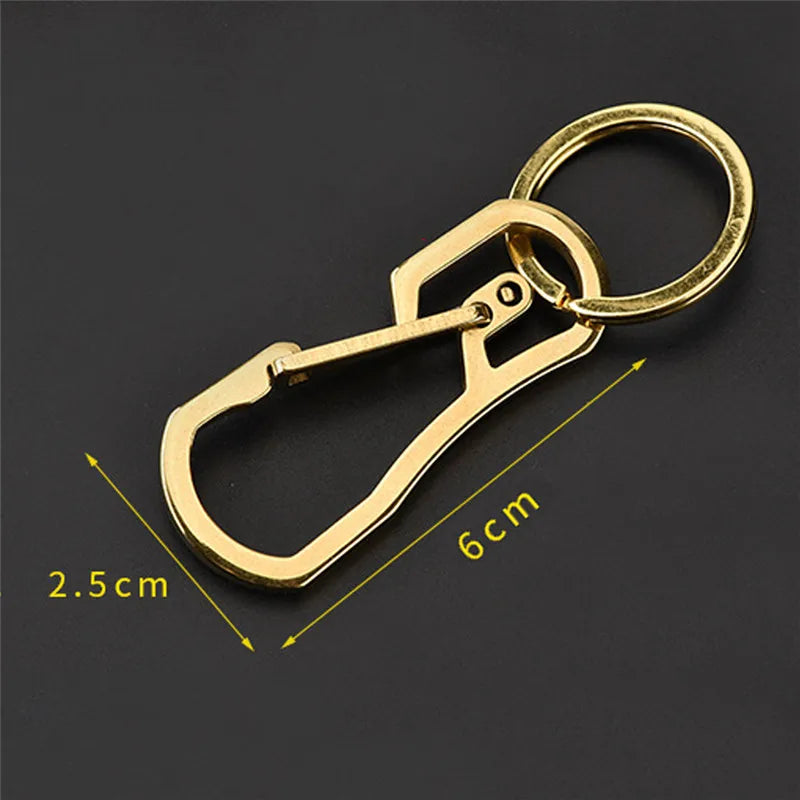 Heavy Duty Stainless Steel Carabiner Keychain - Quick Release Hooks with Key Ring for Outdoor Travel & Camping