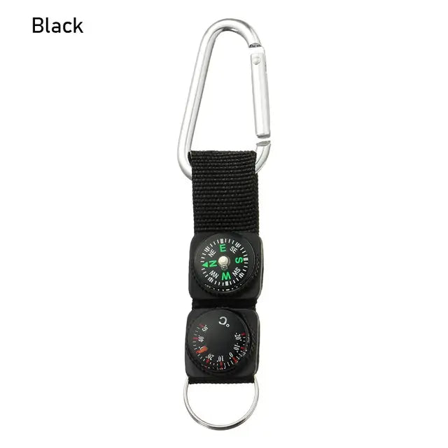 Tactical Multifunction Carabiner - Compass, Thermometer, Keychain & Mini Hanger for Outdoor Hiking