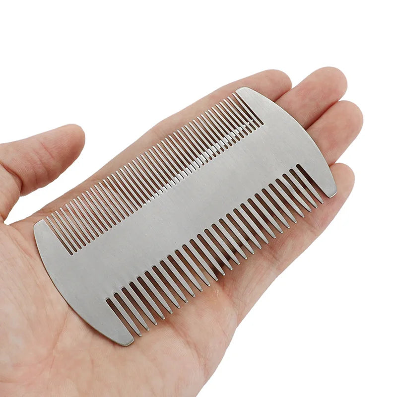 Metal Hair Beard Comb EDC Credit Card Size Comb Pocket Anti-Static Dual Comb