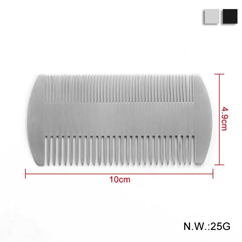 Metal Hair Beard Comb EDC Credit Card Size Comb Pocket Anti-Static Dual Comb